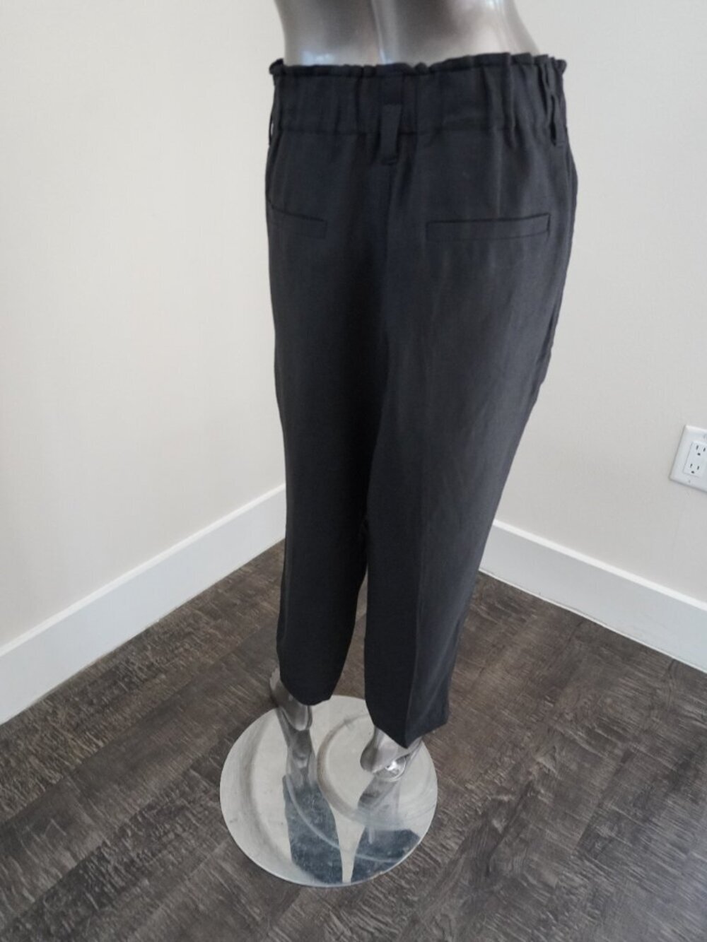 Brunello Cucinelli Black Pants Relax Elastic Waist 33x23 Viscose Linen Size 10 - Picture 6 of 9